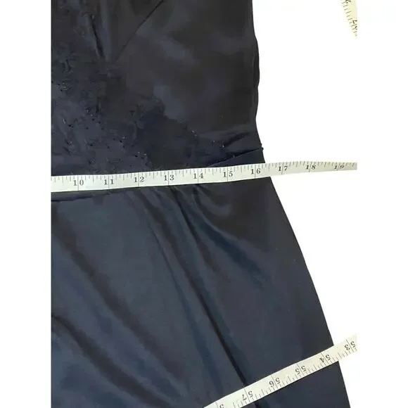 Vintage Private Treasures Black Lace Trim Slip Nightgown Size Medium 1970s - Picture 12 of 14